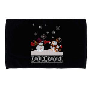 Funny Winter Snowman Ugly Christmas Microfiber Hand Towel