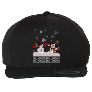 Funny Winter Snowman Ugly Christmas Wool Snapback Cap