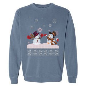 Funny Winter Snowman Ugly Christmas Garment-Dyed Sweatshirt