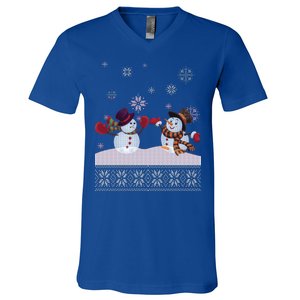 Funny Winter Snowman Ugly Christmas V-Neck T-Shirt