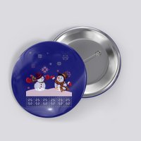 Funny Winter Snowman Ugly Christmas Button