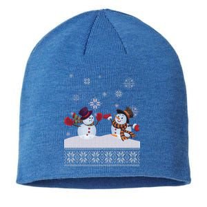 Funny Winter Snowman Ugly Christmas Sustainable Beanie