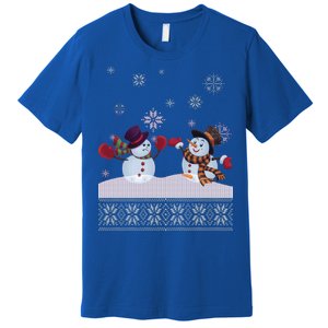 Funny Winter Snowman Ugly Christmas Premium T-Shirt