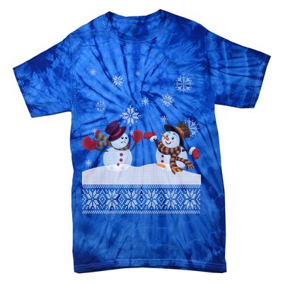 Funny Winter Snowman Ugly Christmas Tie-Dye T-Shirt