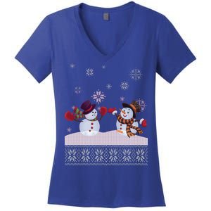 Funny Winter Snowman Ugly Christmas Women's V-Neck T-Shirt