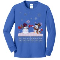 Funny Winter Snowman Ugly Christmas Kids Long Sleeve Shirt