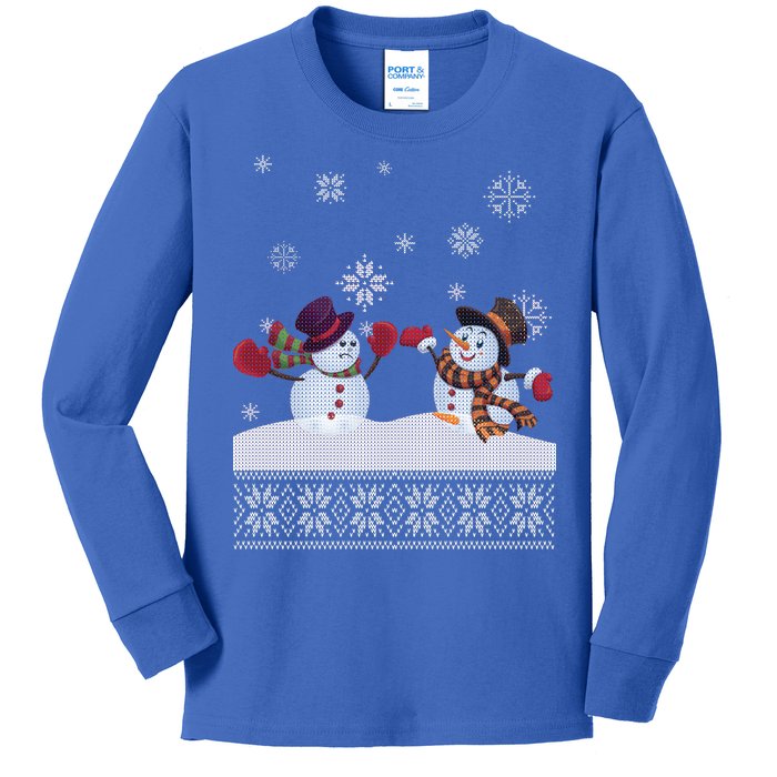 Funny Winter Snowman Ugly Christmas Kids Long Sleeve Shirt