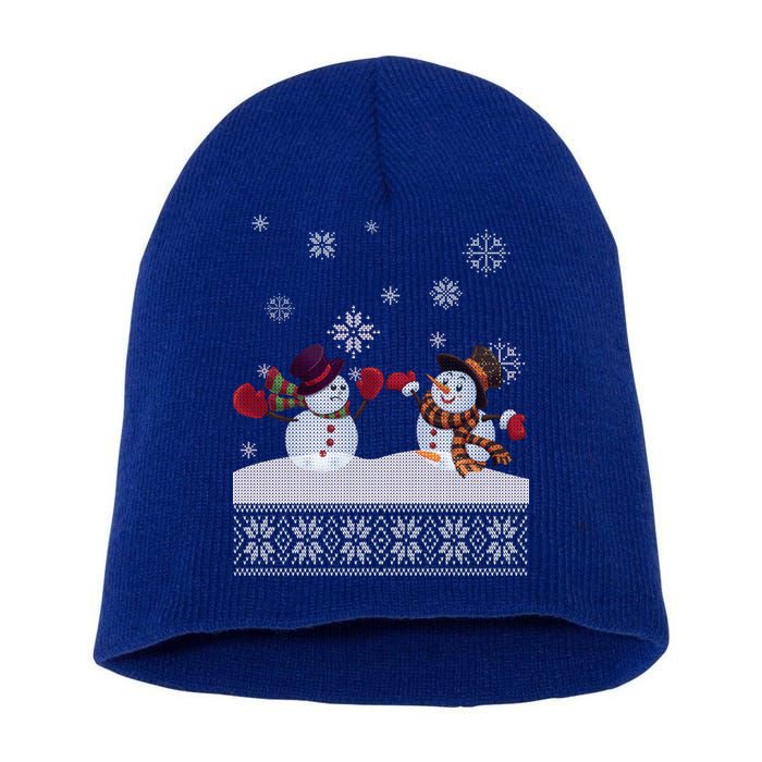 Funny Winter Snowman Ugly Christmas Short Acrylic Beanie