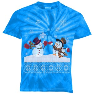 Funny Winter Snowman Ugly Christmas Kids Tie-Dye T-Shirt