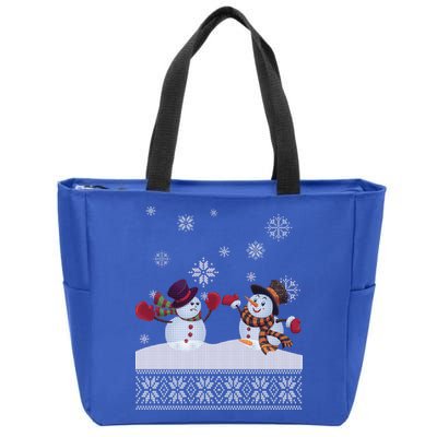 Funny Winter Snowman Ugly Christmas Zip Tote Bag