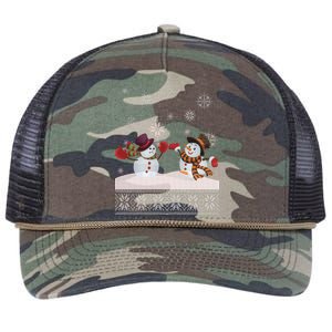 Funny Winter Snowman Ugly Christmas Retro Rope Trucker Hat Cap