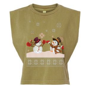 Funny Winter Snowman Ugly Christmas Garment-Dyed Women's Muscle Tee