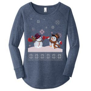 Funny Winter Snowman Ugly Christmas Women's Perfect Tri Tunic Long Sleeve Shirt