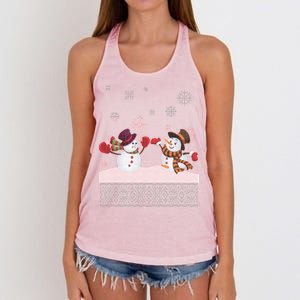 Funny Winter Snowman Ugly Christmas Women's Knotted Racerback Tank