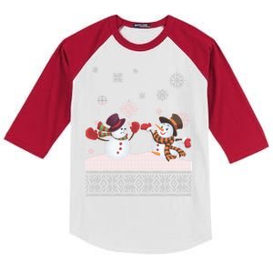 Funny Winter Snowman Ugly Christmas Kids Colorblock Raglan Jersey