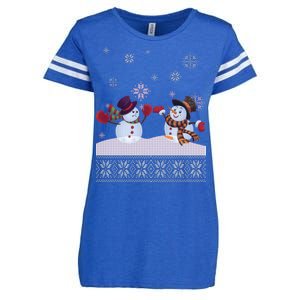 Funny Winter Snowman Ugly Christmas Enza Ladies Jersey Football T-Shirt