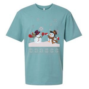 Funny Winter Snowman Ugly Christmas Sueded Cloud Jersey T-Shirt