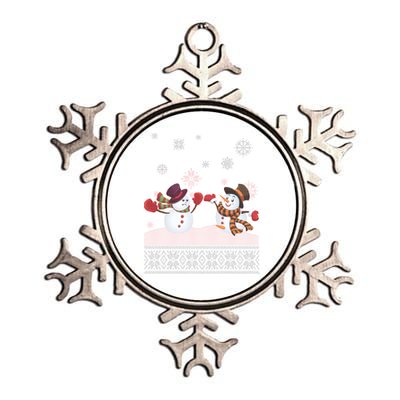 Funny Winter Snowman Ugly Christmas Metallic Star Ornament