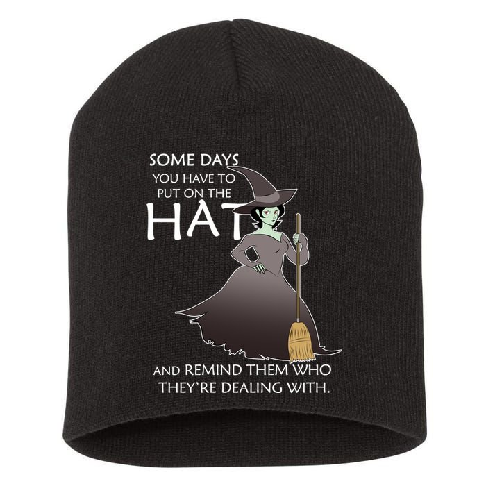 Funny Witch Some Day You Have To Put On The Hat Short Acrylic Beanie