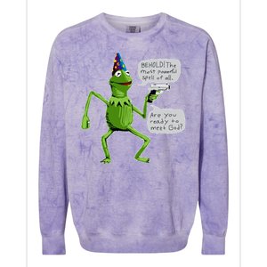 Funny Wizard Kermit Meme Colorblast Crewneck Sweatshirt