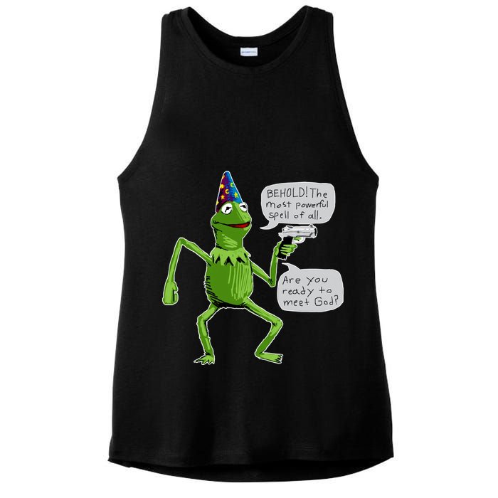 Funny Wizard Kermit Meme Ladies PosiCharge Tri-Blend Wicking Tank