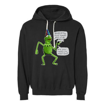 Funny Wizard Kermit Meme Garment-Dyed Fleece Hoodie