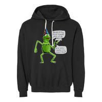 Funny Wizard Kermit Meme Garment-Dyed Fleece Hoodie