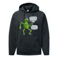 Funny Wizard Kermit Meme Performance Fleece Hoodie