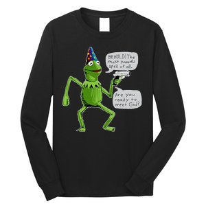 Funny Wizard Kermit Meme Long Sleeve Shirt