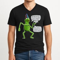 Funny Wizard Kermit Meme V-Neck T-Shirt