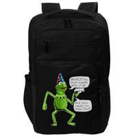 Funny Wizard Kermit Meme Impact Tech Backpack