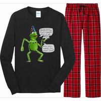 Funny Wizard Kermit Meme Long Sleeve Pajama Set