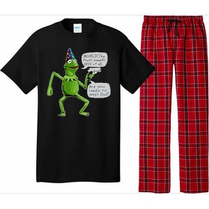 Funny Wizard Kermit Meme Pajama Set