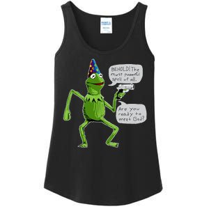 Funny Wizard Kermit Meme Ladies Essential Tank