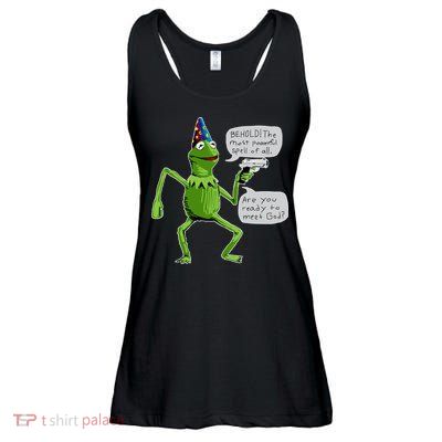 Funny Wizard Kermit Meme Ladies Essential Flowy Tank