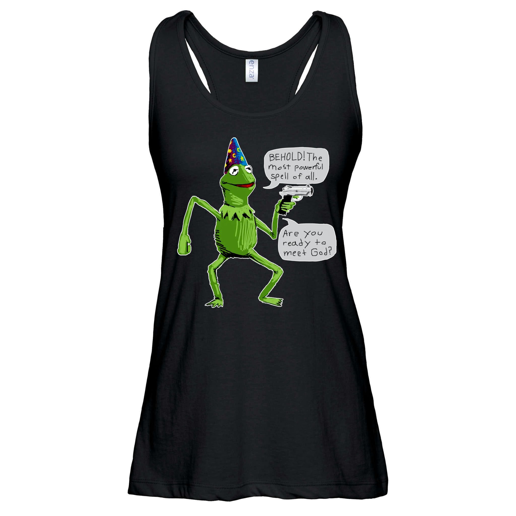 Funny Wizard Kermit Meme Ladies Essential Flowy Tank