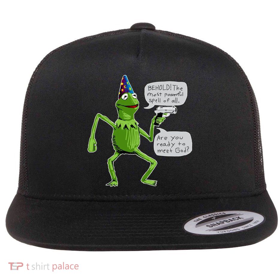 Funny Wizard Kermit Meme Flatbill Hat