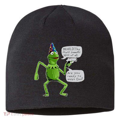 Funny Wizard Kermit Meme Sustainable Beanie