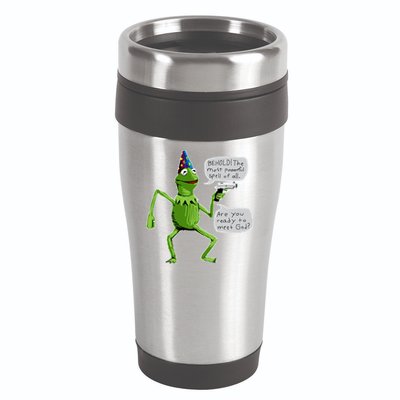 Funny Wizard Kermit Meme 16oz Travel Tumbler