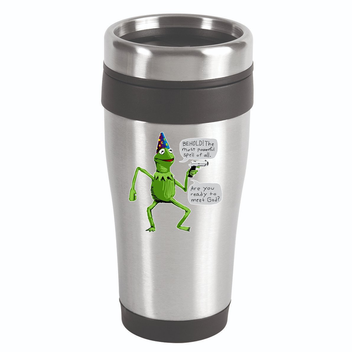 Funny Wizard Kermit Meme 16oz Travel Tumbler
