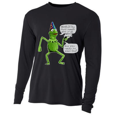 Funny Wizard Kermit Meme Cooling Performance Long Sleeve Crew