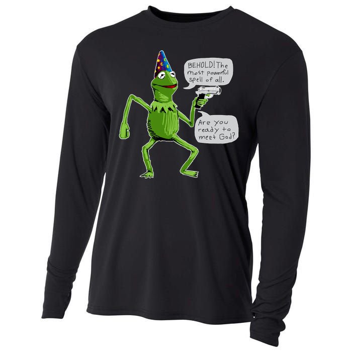 Funny Wizard Kermit Meme Cooling Performance Long Sleeve Crew