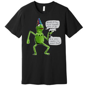 Funny Wizard Kermit Meme Premium T-Shirt