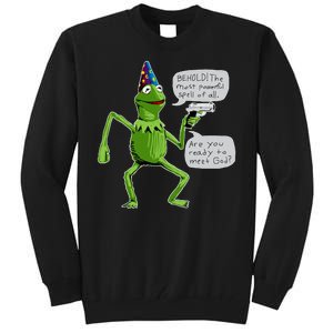 Funny Wizard Kermit Meme Tall Sweatshirt