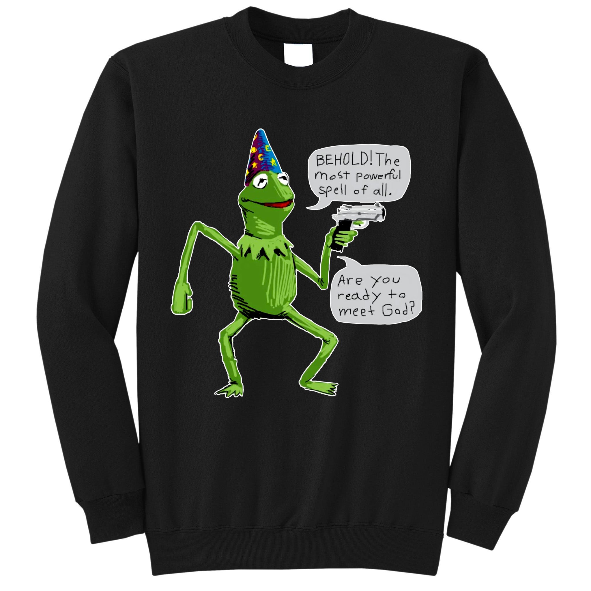Funny Wizard Kermit Meme Tall Sweatshirt