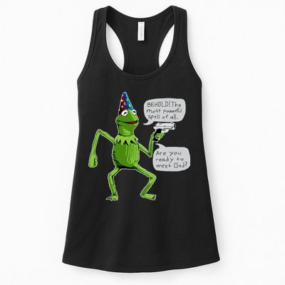 Funny Wizard Kermit Meme Womens Tank Top