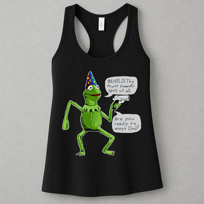 Funny Wizard Kermit Meme Womens Tank Top