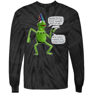 Funny Wizard Kermit Meme Tie-Dye Long Sleeve Shirt