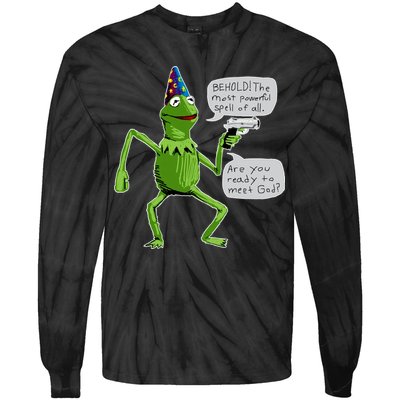 Funny Wizard Kermit Meme Tie-Dye Long Sleeve Shirt