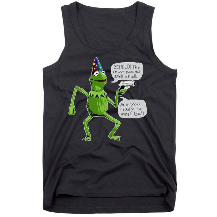 Funny Wizard Kermit Meme Tank Top